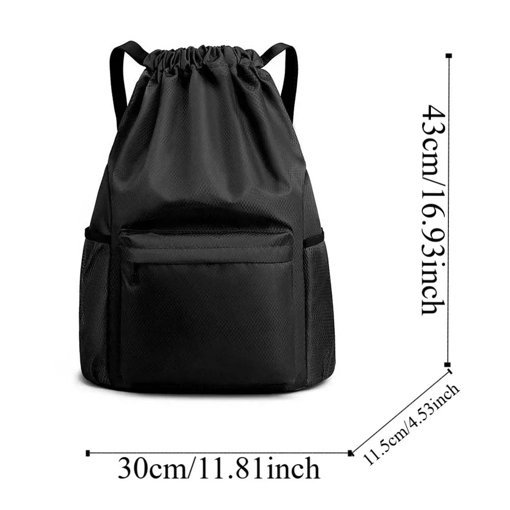 Portable Gym Drawstring Bag Quick Drying Large Capacity Oxford Cloth Backpack Adjustable Straps Anti-splash Water Vue
