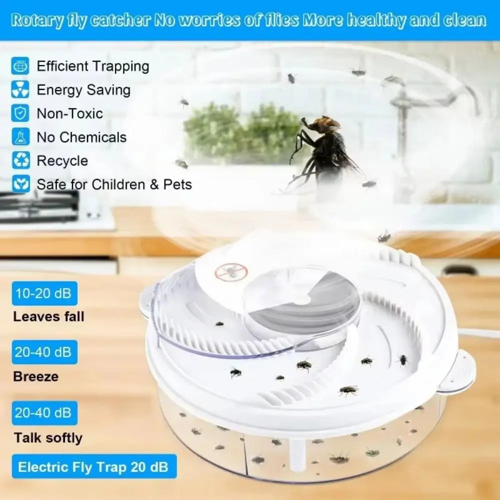 Portable Automatic Fly Traps Non-Toxic Household Electric Flies Killer Safety Pest Control Fly Mosquito Trap Backyard Terrace Vue