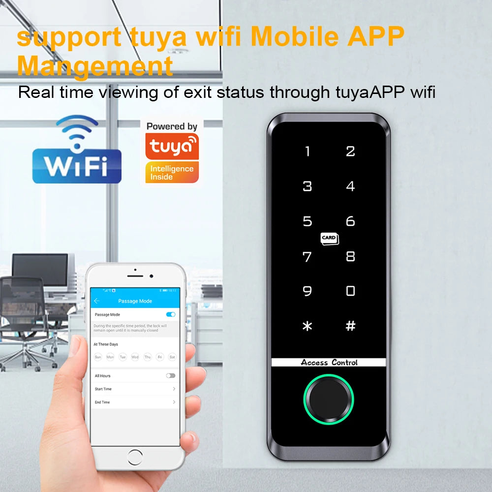 Waterproof Support Tuya APP Access Control Keyboard Wifi Unlock RFID Fingerprint Access PinCode Keypad Digitcode Door Lock Vue