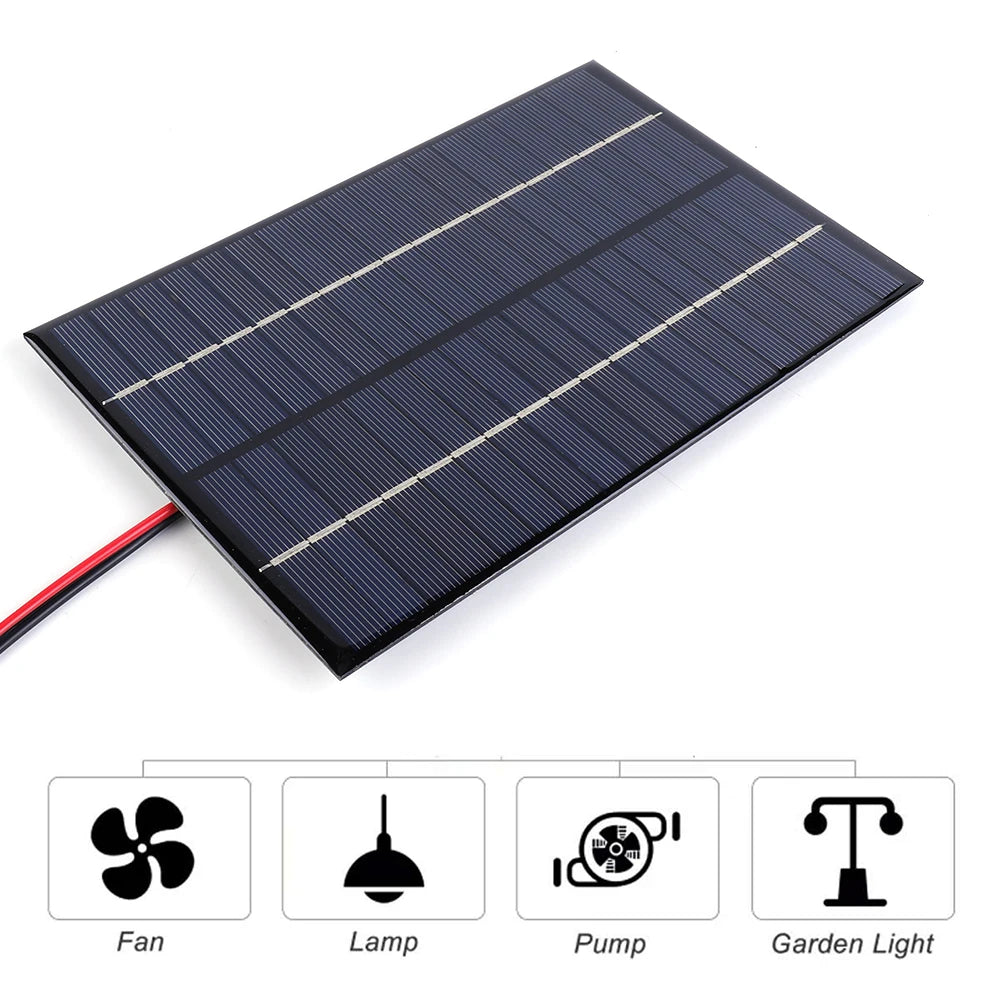 8W 18V Portable Solar Panel Waterproof Mini Small Solar Panel Module with Clip Solar Battery Charger for 12-18V Battery Charging Vue
