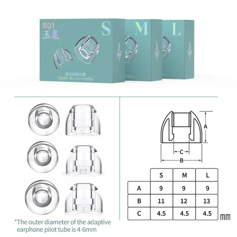 BGVP B01 Silicone Eartips – Replacement In-Ear Headphone Tips Earphone Accessories Vue
