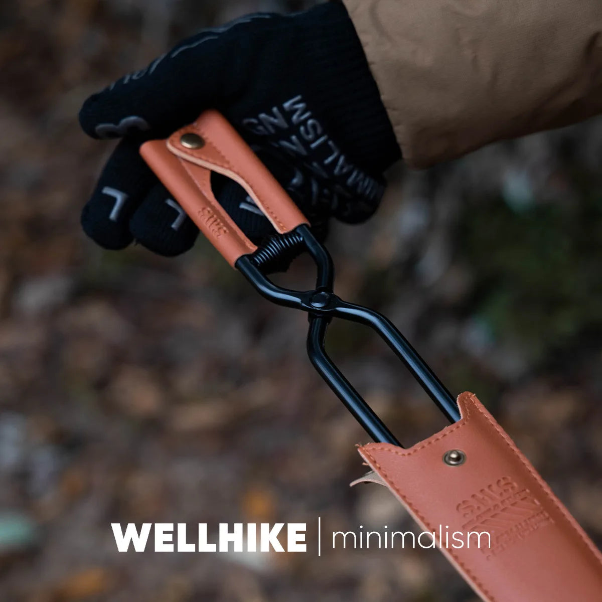 Carbon Steel Fire Poker Tongs with Leather Cover | BBQ & Camping Fire Poker Tongs Vue