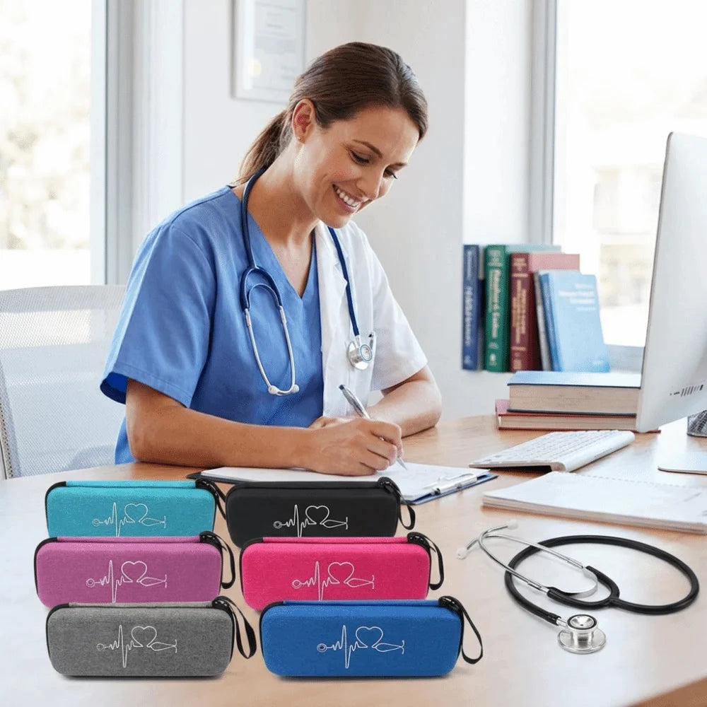 EVA Stethoscope Storage Bag Shockproof Empty Portable Storage Box Mesh Pockets Zipper Stethoscope Carrying Case For Home Vue