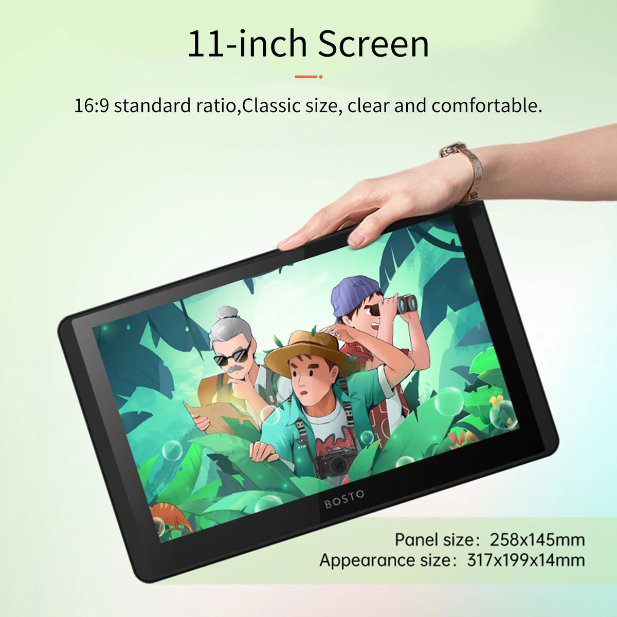 BOSTO 12HD-A H-IPS LCD Graphics Drawing Tablet Monitor 11.6 Inch Size 1366x768 Display 8192 Pressure Level Passive Technology Vue