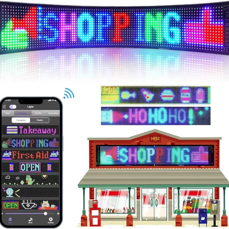 LED Display Full Color Bluetooth Connection Mobile APP Electronic Advertising Screen Flexible USB Car Screen Vue