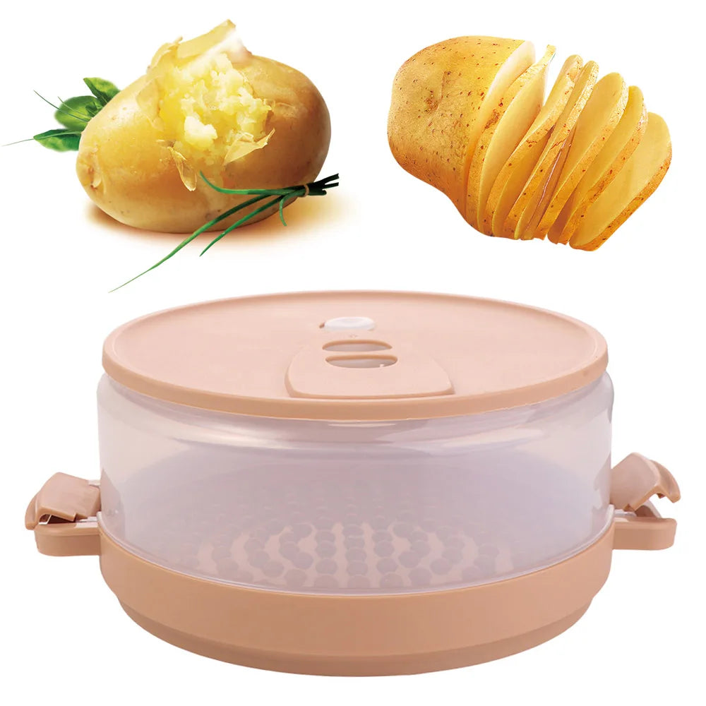 Microwave Baked Potatoes Bake Steamer Baking Container Heat Resistant Bacon Potato Box Kitchen Gadgets Reusable Potato Cooker Vue