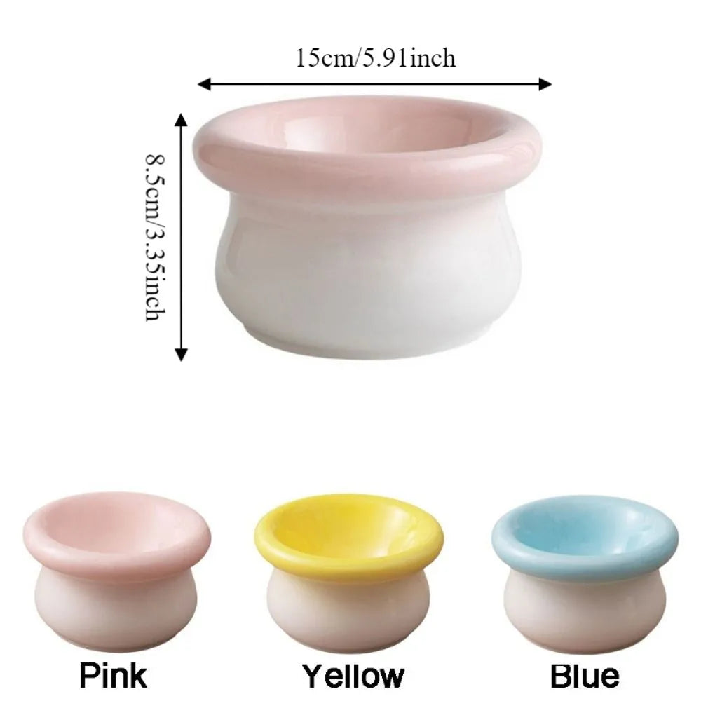 Ceramic Pet High Foot Bowl Large Capacity Neck Protection Cat Elevated Bowl Flat Mouth Non-slip Pet Food Bowl for Feeding Vue