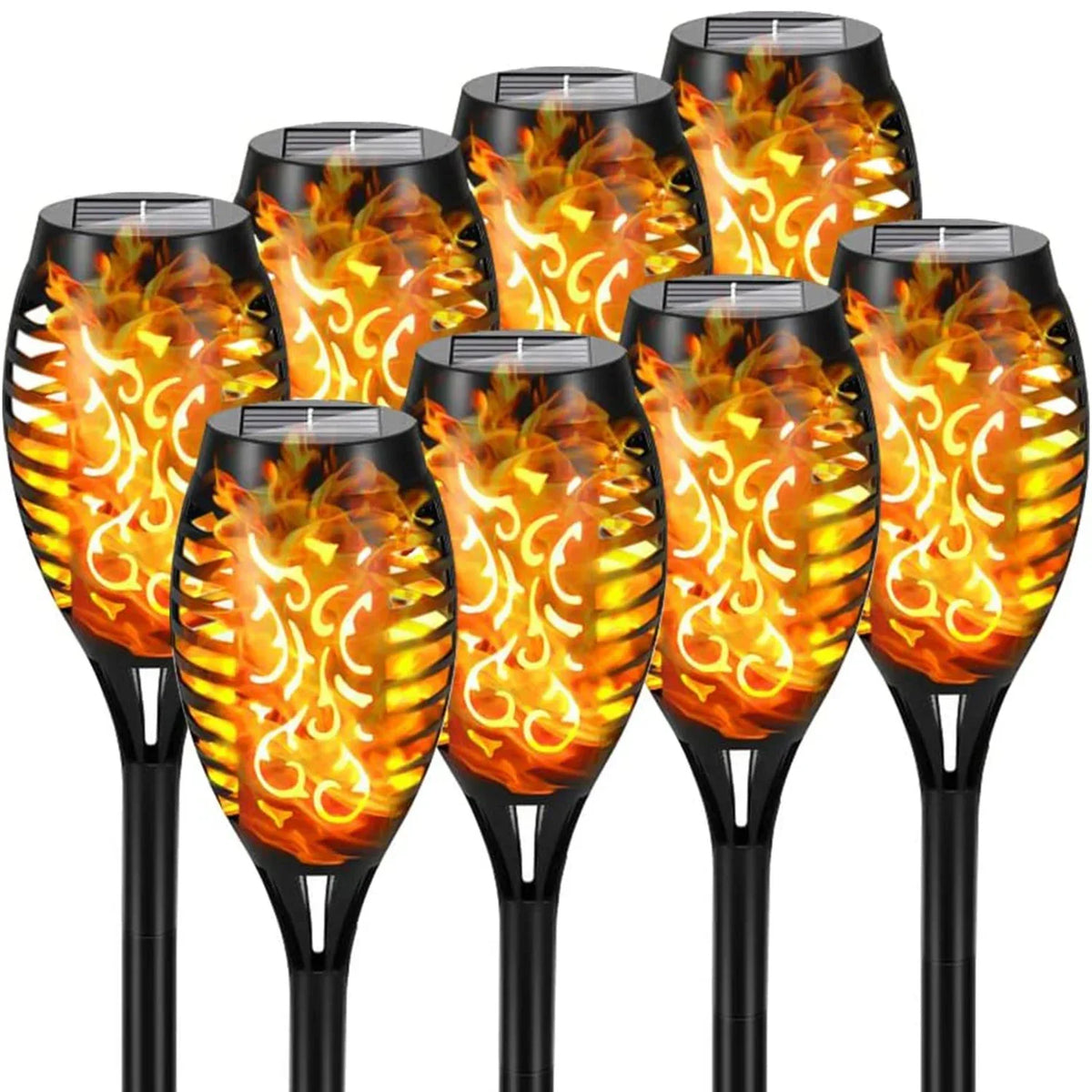12LED Solar Flame Light Outdoor,Waterproof 12LEDs Torches Landscape Lamp for Outdoor Courtyard Garden Yard,Halloween Decorations Vue 8PCS