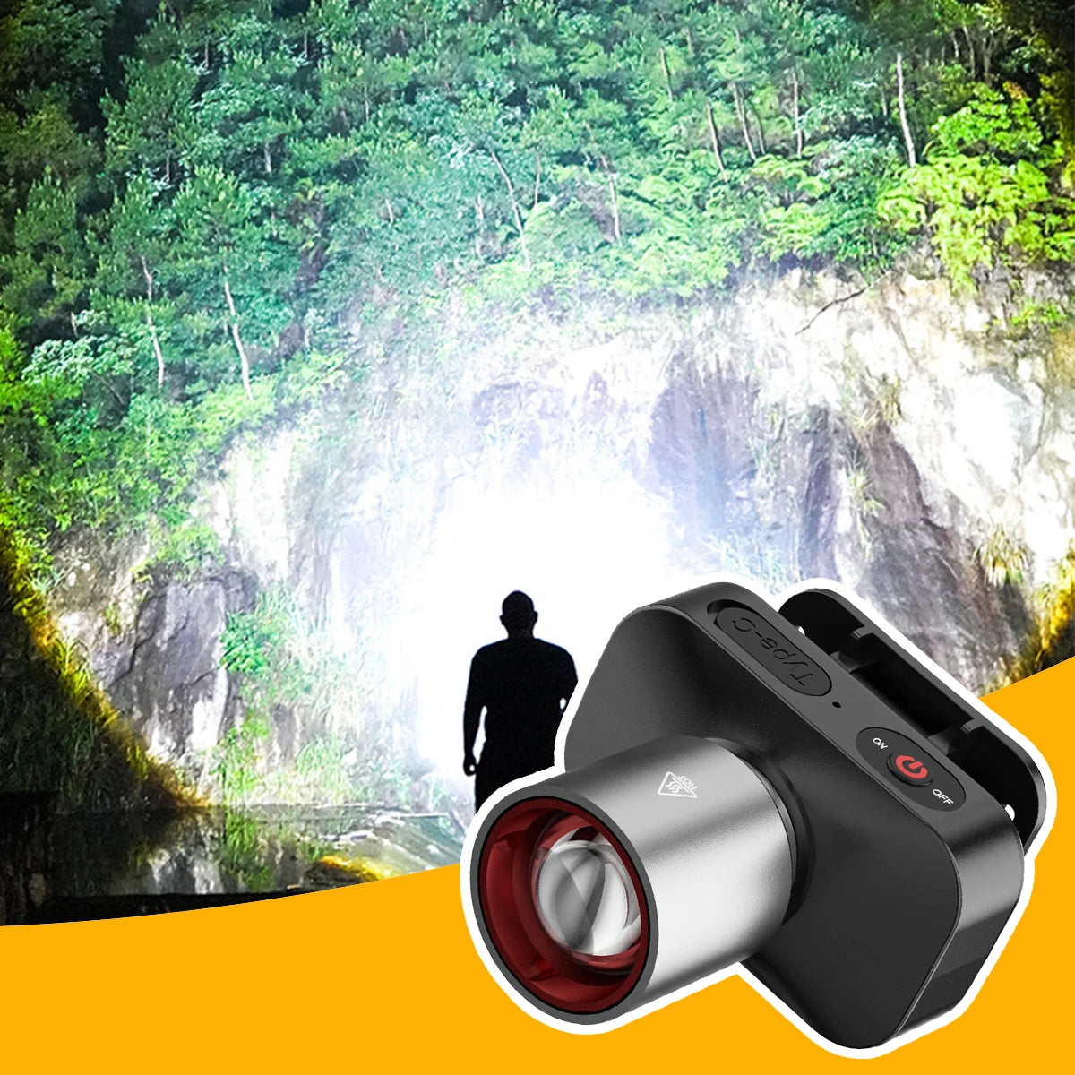 Zoomable LED Headlamp – Waterproof, Type-C Rechargeable LED Headlamp Vue
