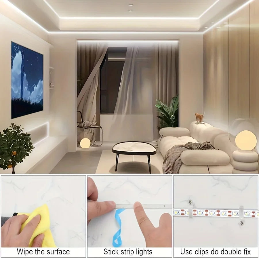 LED Light Strip USB Flexible Tape Lights 5V Indoor Lamp Bar Kitchen Wardrobe TV Backlight Stair Display Cabinet Decor Lighting Vue
