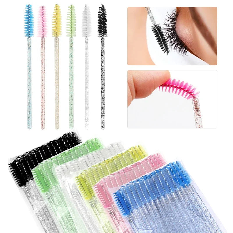 50pcs Disposable Eyelash Brushes Eyelashes Extension Tools Eyebrow Brush Mascara Wands Applicator Spoolers brosse cils Vue
