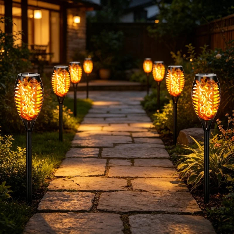 12LED Solar Flame Light Outdoor,Waterproof 12LEDs Torches Landscape Lamp for Outdoor Courtyard Garden Yard,Halloween Decorations Vue