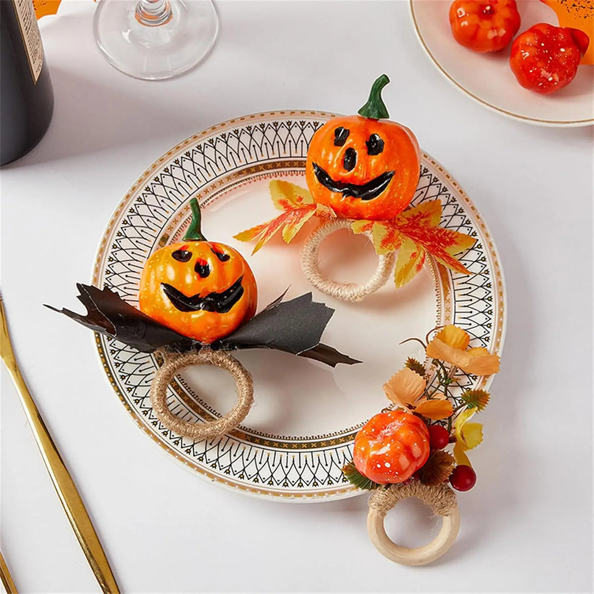1-12pcs Scary Pumpkin Head Napkin Ring Popping Eyeball for Halloween Hotel Table Setting Ghost Party Dining Centerpiece Vue
