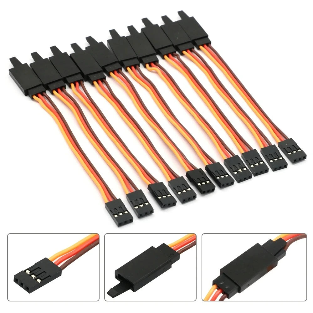 10Pcs 100 /150 / 200 / 300 / 500 / 1000mm Anti-loose 60 core Servo Extension Lead Wire Cable For RC Futaba JR Male to Female Vue