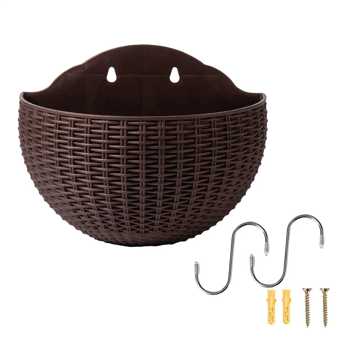 European Style Imitation Rattan Wall Planter Semicircle Hanging Flower Pot Wall Decoration for Balcony Fence Home Garden Decor Vue