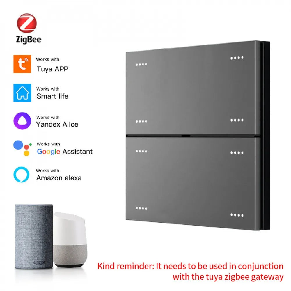 Tuya Zigbee Smart Switch AC110-220V 300W 8-key Smart Switch 10A Timing Switch Google Voice Smart Home Control work with Gateway Vue