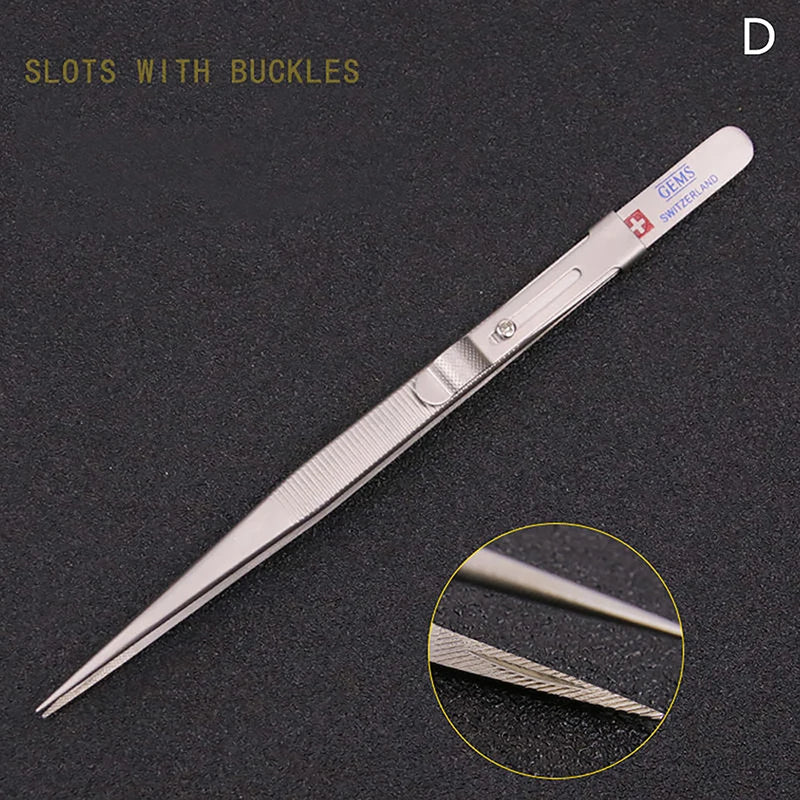 1PCS Stainless Steel Tweezers Jewelry Making Tool Concave Groove Diamond Adjustable Craft Tools For Jewelery Vue D