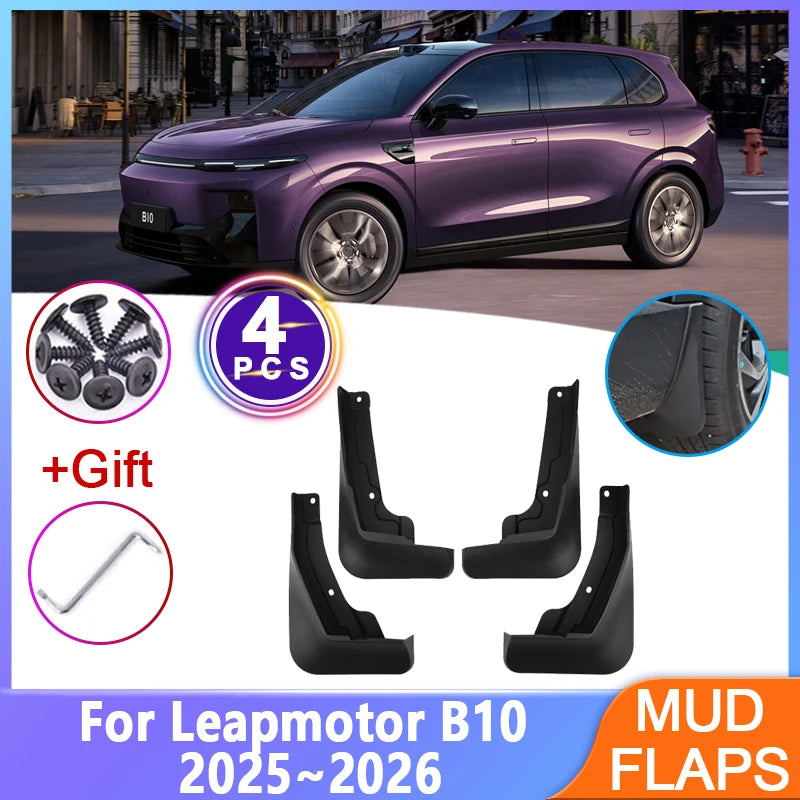 4pcs For Leapmotor B10 2025 2026 Car Mudguards Mudflaps Front Rear Splash Guard Fender Wheel Protection Auto Tools Accessories Vue