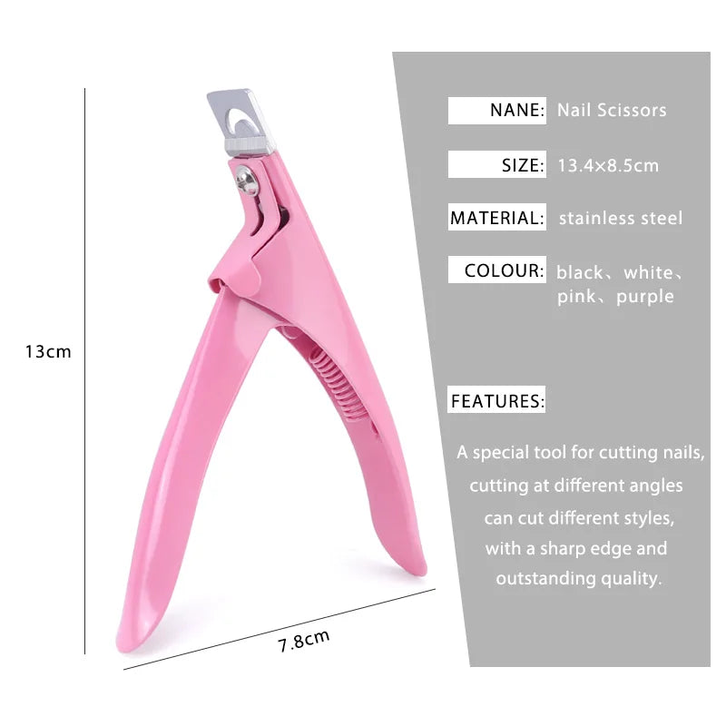 Nail Cutter Professional Fake Nail Cipper Tips Cutter U Type Acrylic Fake Nail Edge Trimmer Stainless Steel Nail Manicure Tools Vue