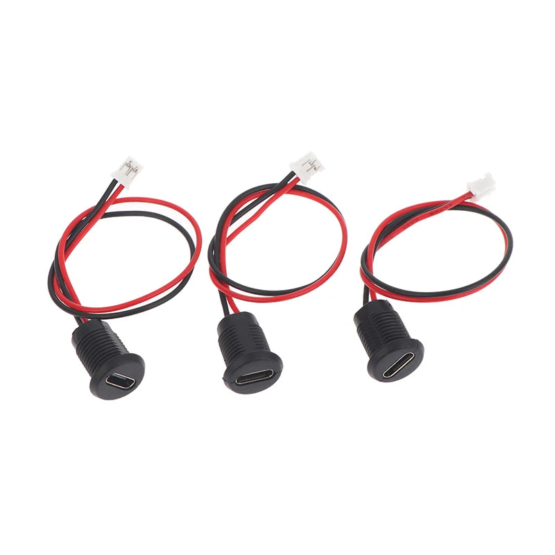 5/8/10Pcs 2Pin Charging Socket Female Mount Adapter USB Type-C Port Charging Interface Socket Female Type C 3A With Cover Caps Vue