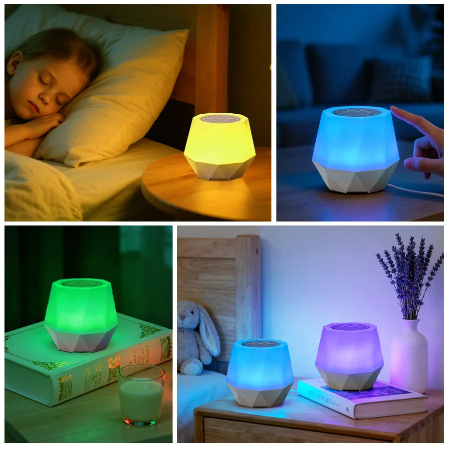 Rechargeable White Noise function Night Light 7 Colors Baby Sleep Soother 10 Nature Sounds Timer Nursery Bedside Lamp Kids Gift Vue