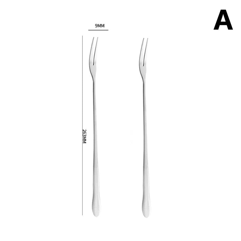 2Pcs Stainless Steel Pickle Fork Spoon Long Handle Jar Pickle Grabber Canning Fruit Fork Utensil Vue A