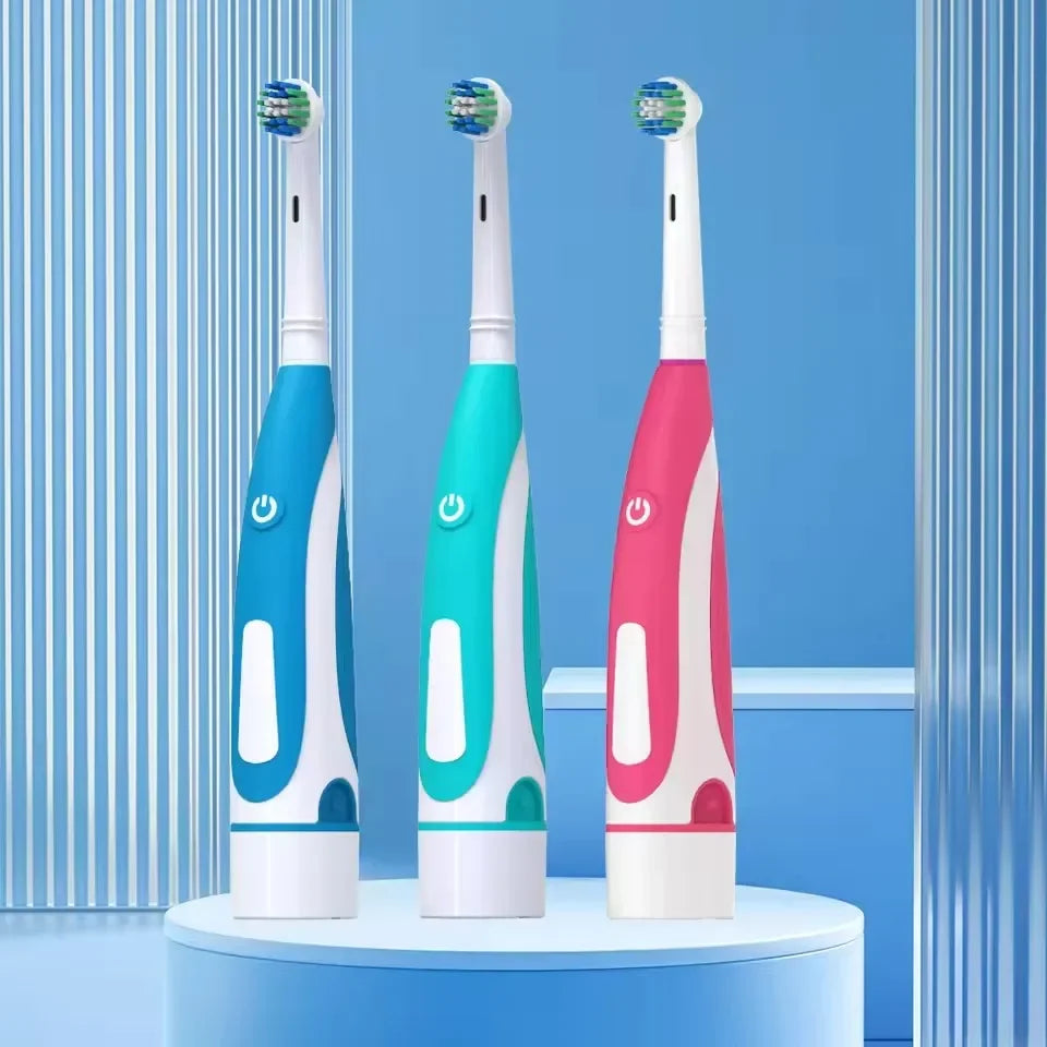 Sonic Electric Toothbrush Rounded 3D Vibrate Teeth Brush Rotation Gum Care Soft Bristle Heads Battery Power Teeth Whitening Vue