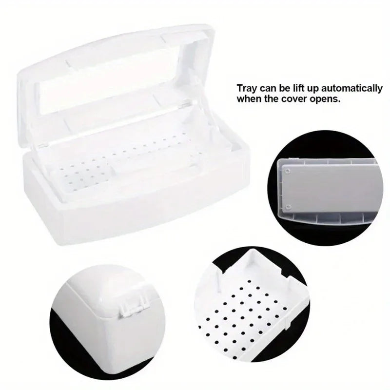 1PC Nail Sterilization Box Nail Tools Sterilization Box False Eyelash Cleaning Box Alcohol Cleaning Soaking Filter Box Vue