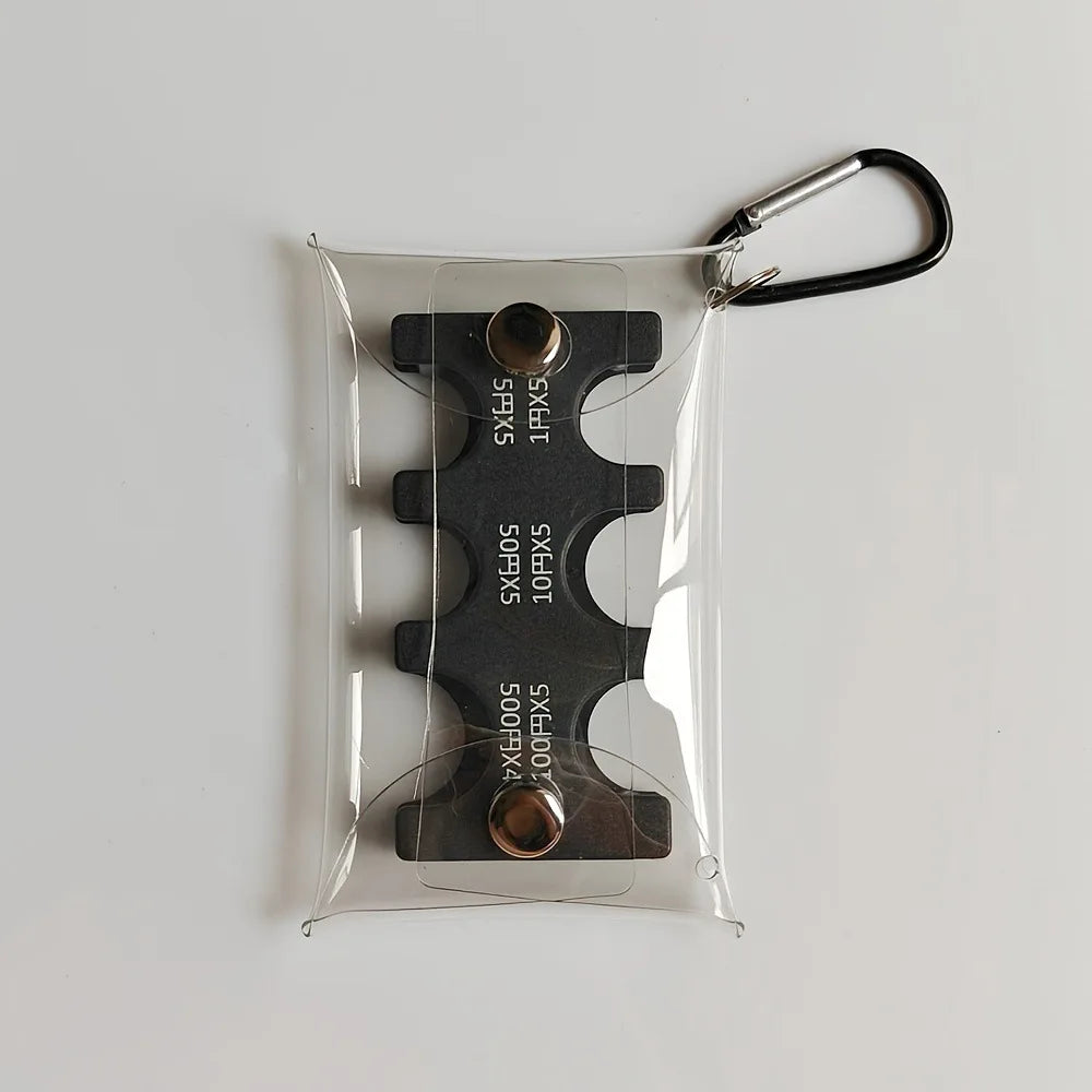 Portable Colourful Coin Clip Organizer Small Wallet Loss Prevention Clip Japanese Currency Sorting Travel Transparent Card Case Vue Black