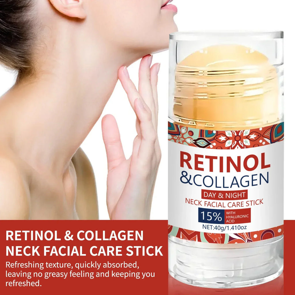 Retinol & Collagen Facial Care Stick - 40g, Day & Night Use, Non-Greasy & Moisturizing Neck Facial Care Stick Vue
