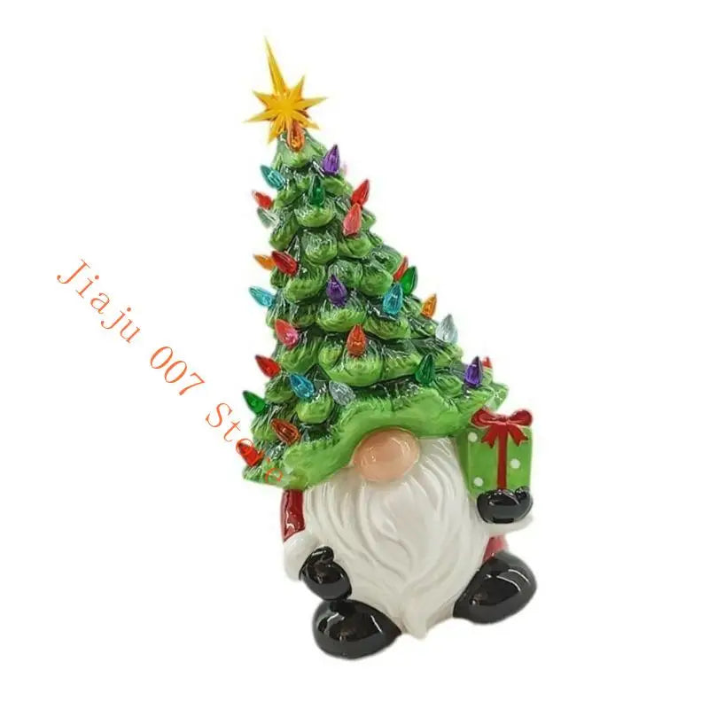 Lighted Ceramic Christmas Gnome Tree – Tabletop Holiday Decor Christmas Tabletop Decor Vue