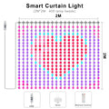 Smart BT APP DIY Text Anime Pattern Display RGBIC Fairy LED Curtain Light String Music Sync Valentine's Day/Birthday/Party Decor Vue 2M(L) X 2M (H)