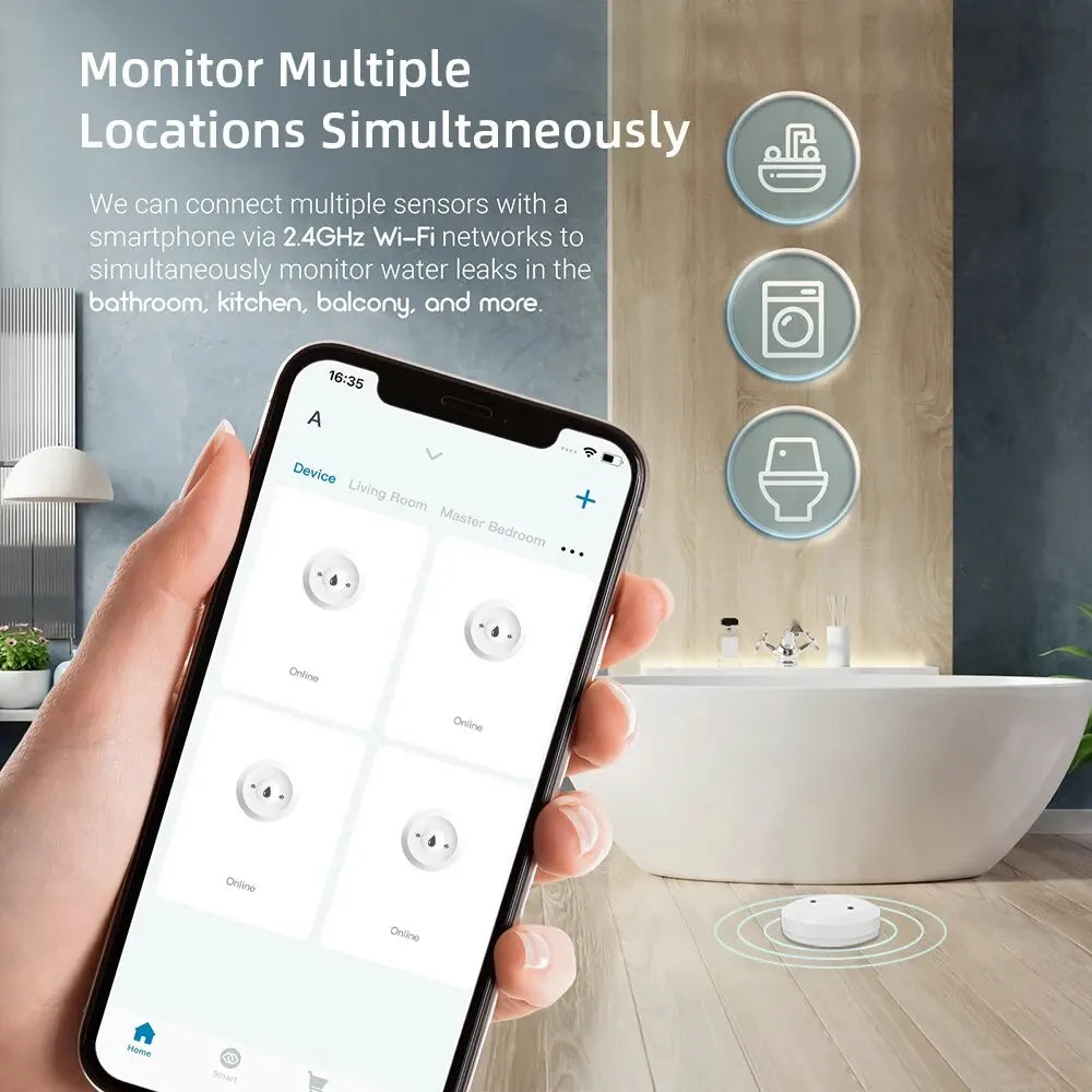 Zigbee3.0 Water Leakage Detector Immersion Sensor With Remote APP Notification Alert Work With Alexa Google Need Zigbee Gateway Vue