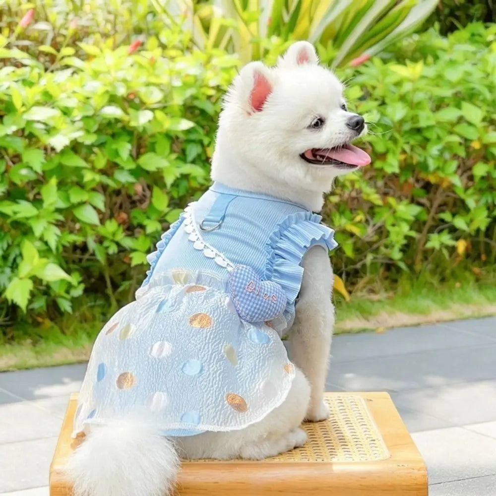 Cute Point Pattern Pet Bubble Skirt Thin Breathable Pet Princess Dress Skin-friendly Soft Sun Protection Costume Bichon Vue