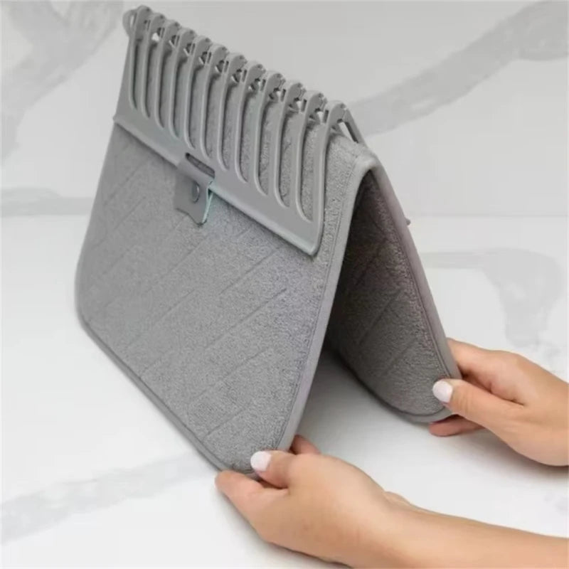 Foldable Nylon Dish Drying Mat – Non-Slip Countertop Pad Dish Drying Mat Vue