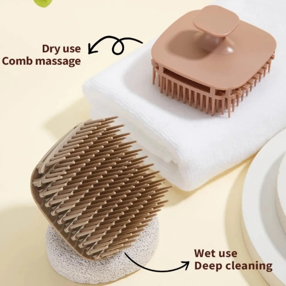 Soft Silicone Scalp Massager Shampoo Brush Square Hair Wash Comb Meridian Massage Shower Brush Home Salon Body Hair Care Tool Vue