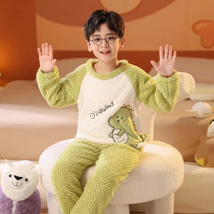 Winter Capybara Kids Boys Pajamas Sets Pyjamas Girls Sleepwear Flannel Fleece Teenage Clothes Children Home Clothes Loungewear Vue 226 Size M(155-160cm)