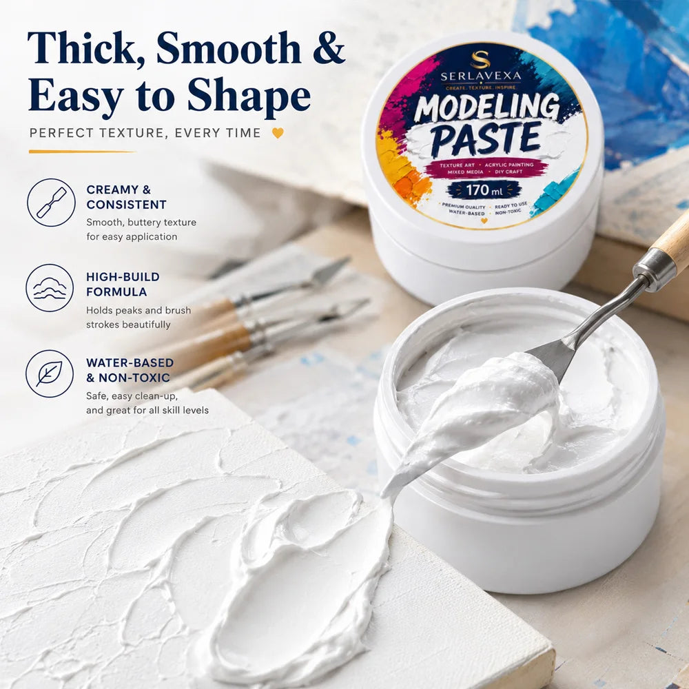 Acrylic Modeling Paste 170ml White Texture Gel for Canvas Painting Mixed Media Art Craft with Palette Knife DIY Supplies Set Vue