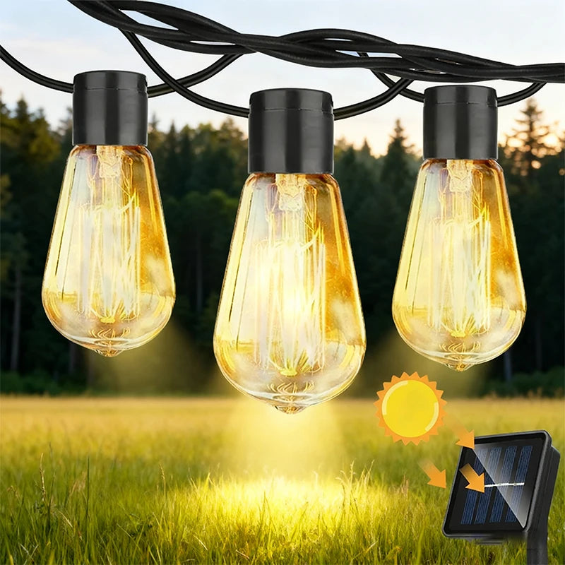 String Lights Outdoor Garland Connectable Shatterproof Waterproof Plastic LED Bulb Dimmable Patio Garden Decor Fairy Lighst Vue