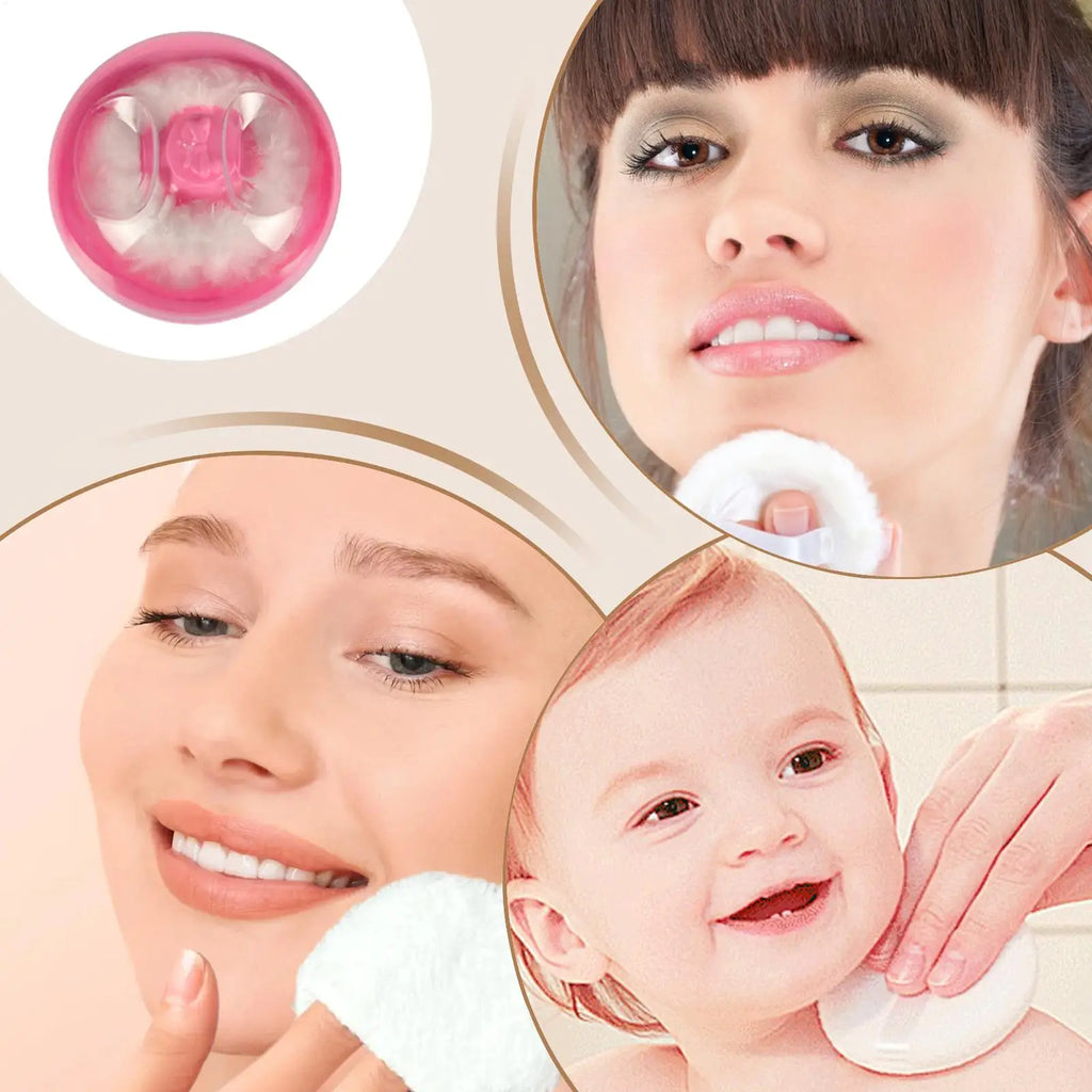 Baby Body Powder Puff Dispenser Case with Secure Closure After Bath Post Shower Care Powder Container for Travel Home Use Vue