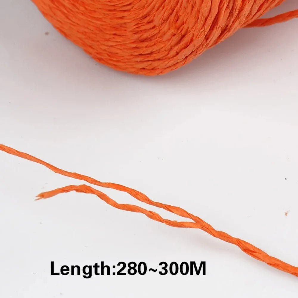 280-300m Roll Summer DIY Raffia Straw Yarn Hand Knit Natural Colorful