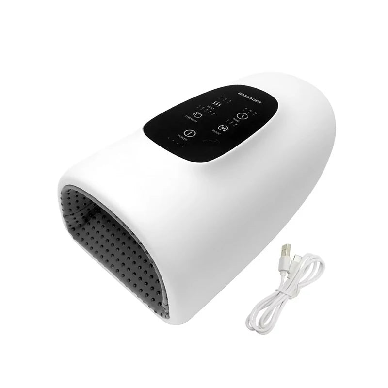 Electric Hand Massage Airbag Wrapping Pressing Hand Massager Deep Squeezing Kneading 3 Modes Hot Compress Palm Massage Divece Vue White