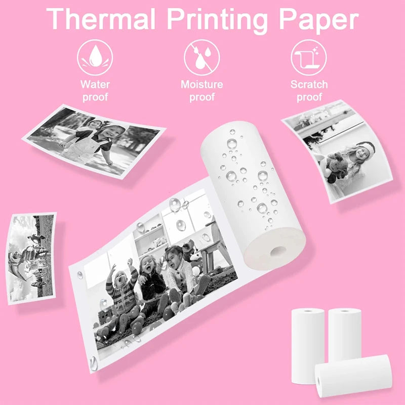 Mini Printer Sticker Paper, Thermal Paper Rolls For C9 C15 Mini Printer Kids Instant Camera, Color Self-Adhesive Paper 25X57mm Vue