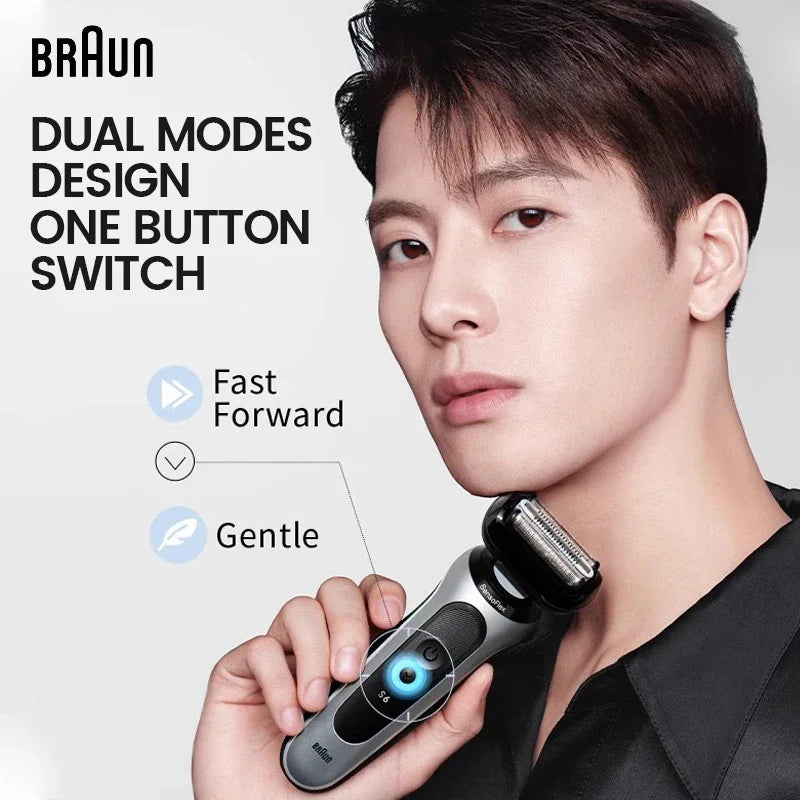 Braun Series 6 Pro Electric Shaver 62-S1200s for Men Wet and Dry Razor Turbo Gentle Shaving Modes with Precision Trimmer Pouch Vue