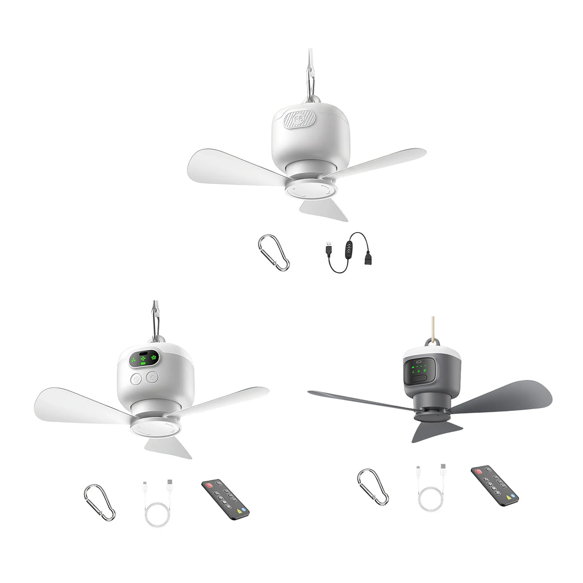 Hanging Tent Fan with LED Light & Remote | APWIKOGER Hanging Camping Fan Vue