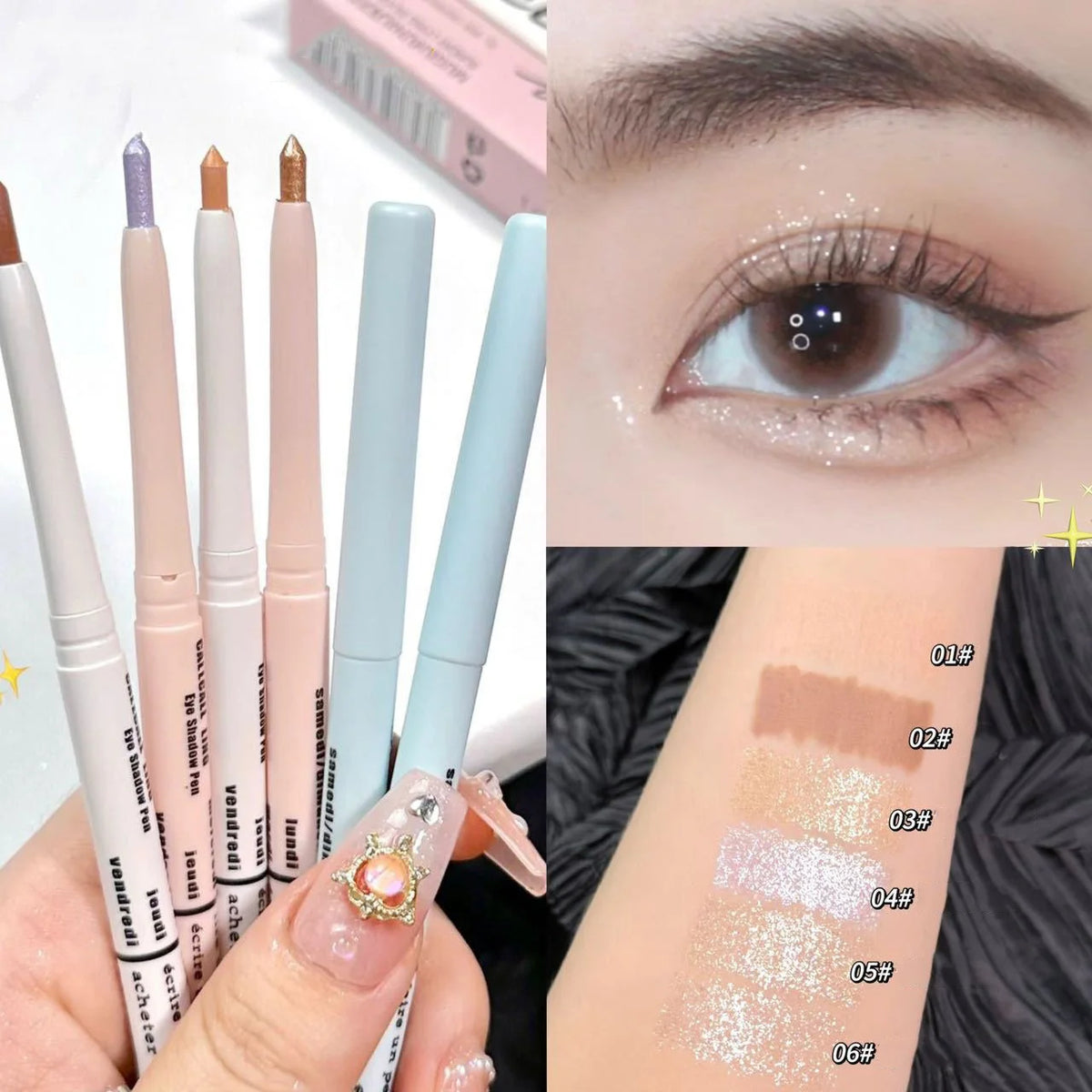 Double-end Lying Silkworm Eyeliner Pencil Diamond Glitter Matte Aegyosal Pen Brightening Cream Eyeshadow Highligher Makeup Vue