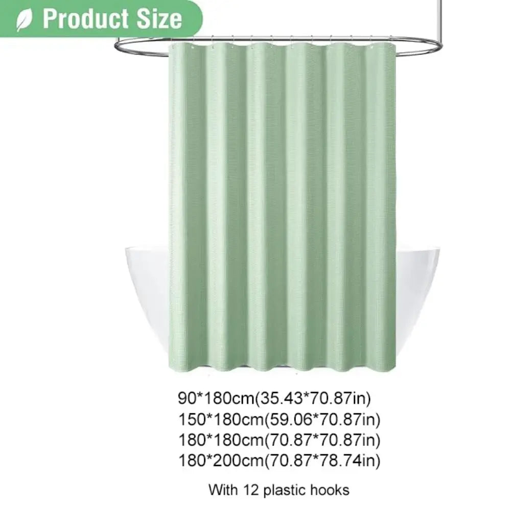 Waterproof Plain Waffle Shower Curtain Mildew-proof Solid Color Shading Curtain Polyester with Hooks Bathroom Partition Curtain Vue