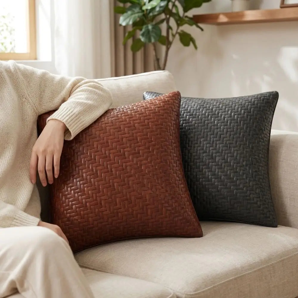 Imitation Rattan Weaving Summer Cooling Pillow Covers Solid Color Skin-friendly Ice Mat Pillow Covers Chinese Style Detachable Vue