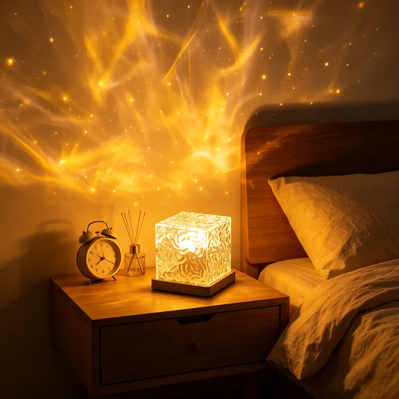 16 Colors Water Ripple Projector Dynamic Rotating LED Night Light with Remote Dimming Family Bedroom Romantic Ocean Decor Lamp Vue 16 color