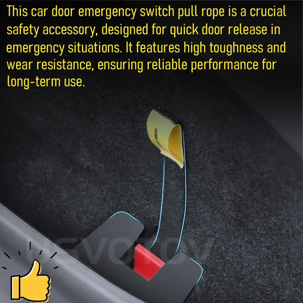 for Tesla Model 3 Y Juniper 2025 2026 Door Emergency Release Pull Cord Rear Door Emergency Switch Pull Rope Safety Accessories Vue